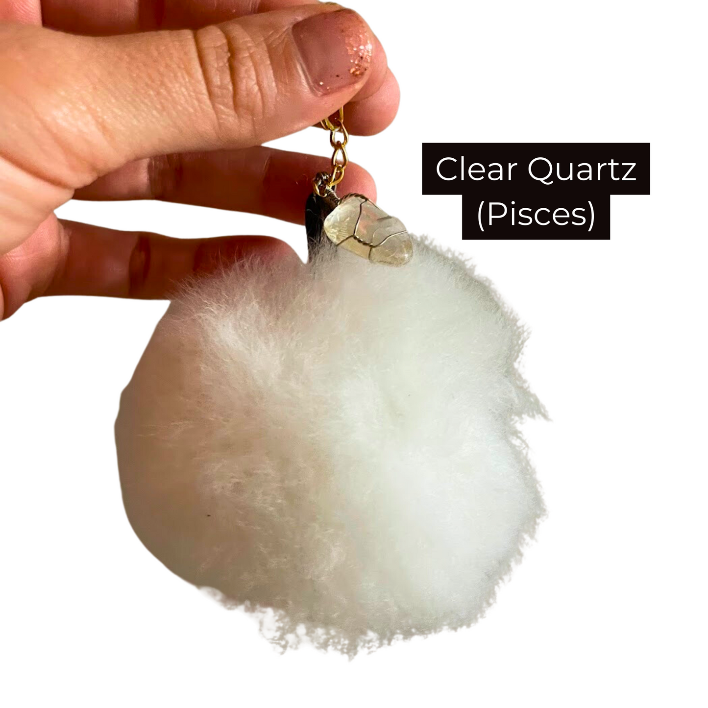 Alpaca Pom Crystal Keychain