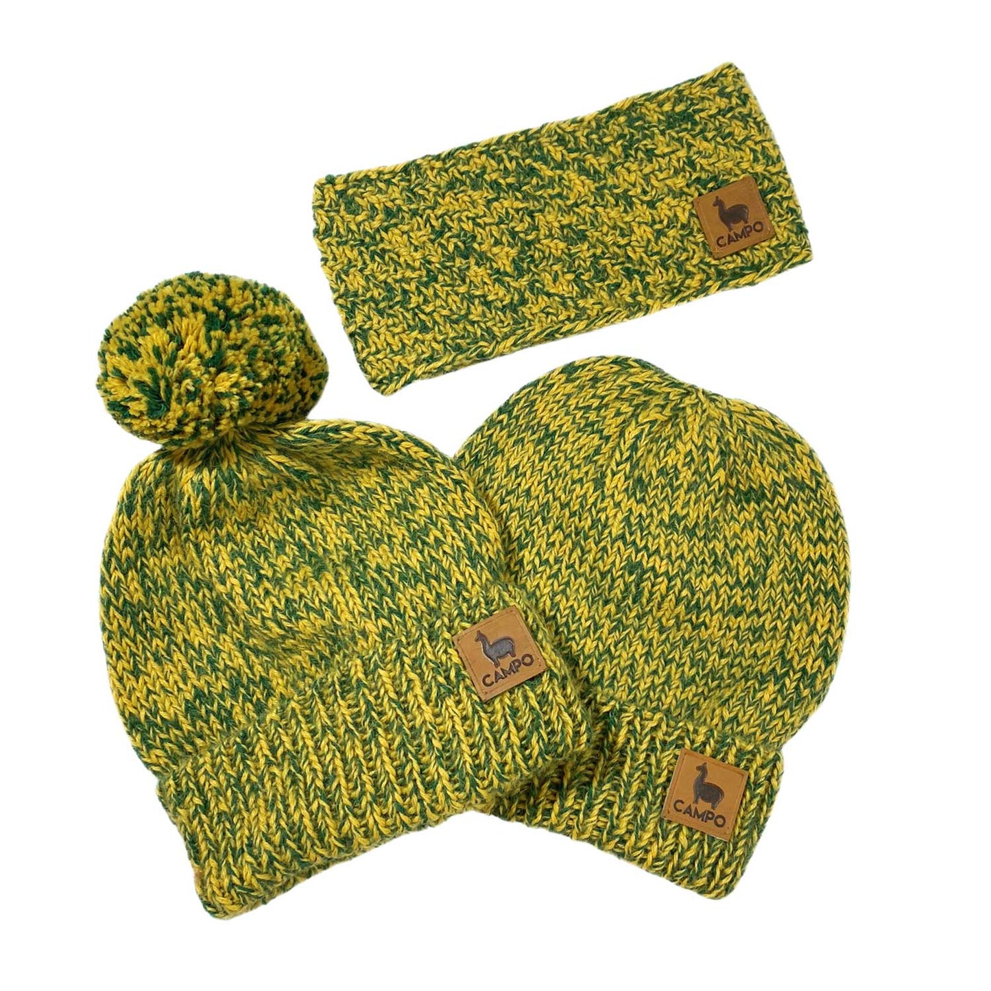 Alpaca Beanie - Green & Yellow