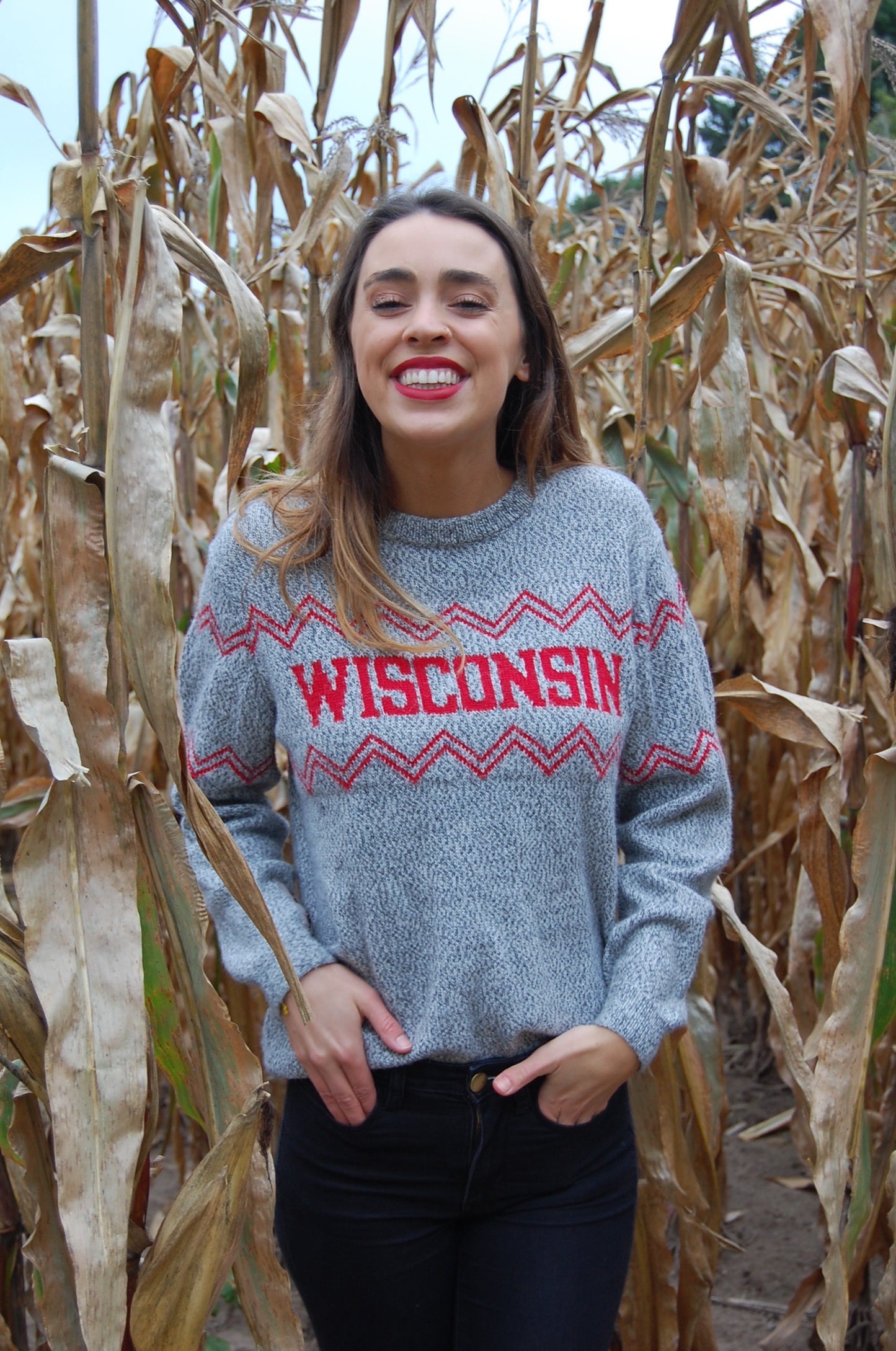 Wisconsin Alpaca Crew Neck Sweater - Salt & Pepper