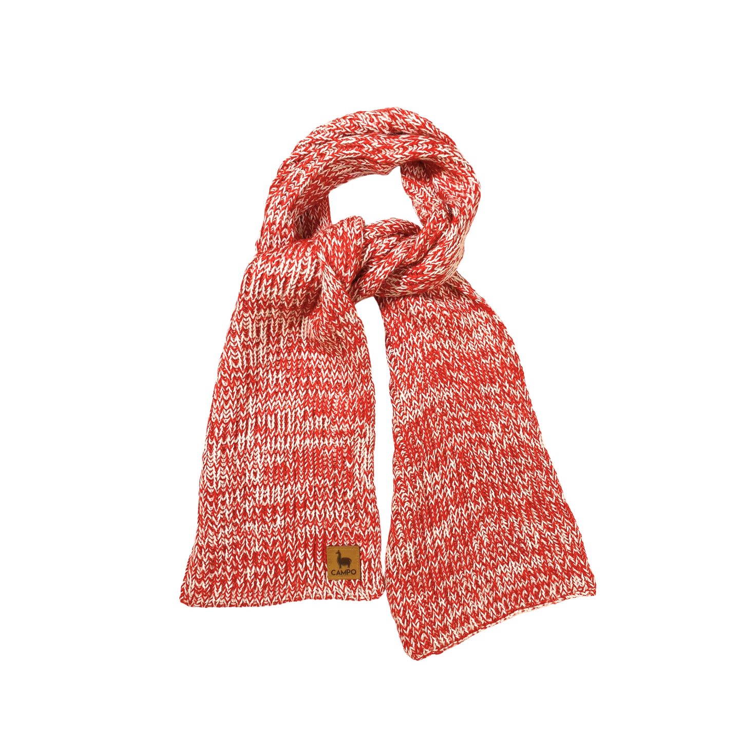 Alpaca Knitted Scarf - Red & White