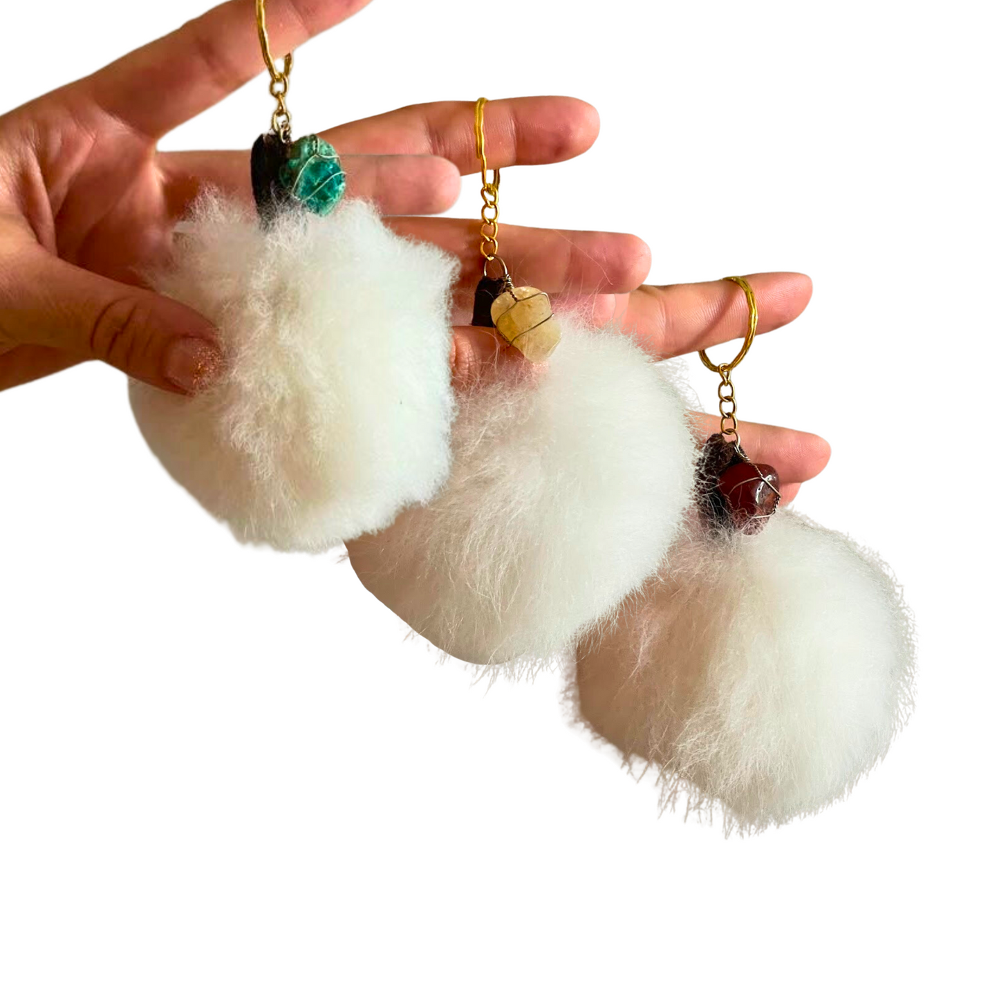 Alpaca Pom Crystal Keychain