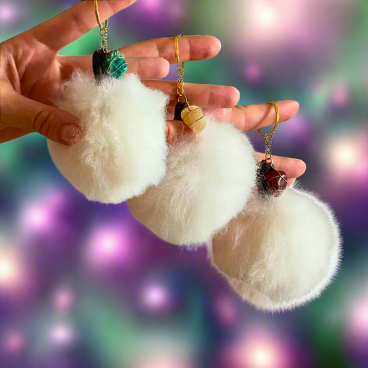 Alpaca Pom Crystal Keychain