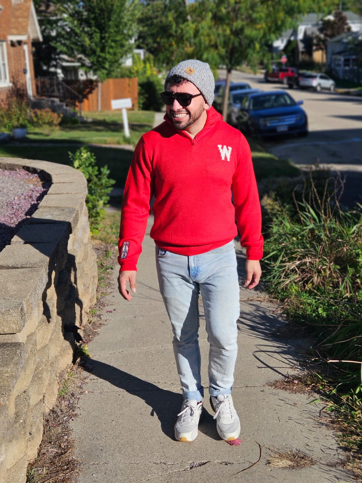 Wisconsin Quarter Zip-Up Alpaca Sweater - Red Vintage W