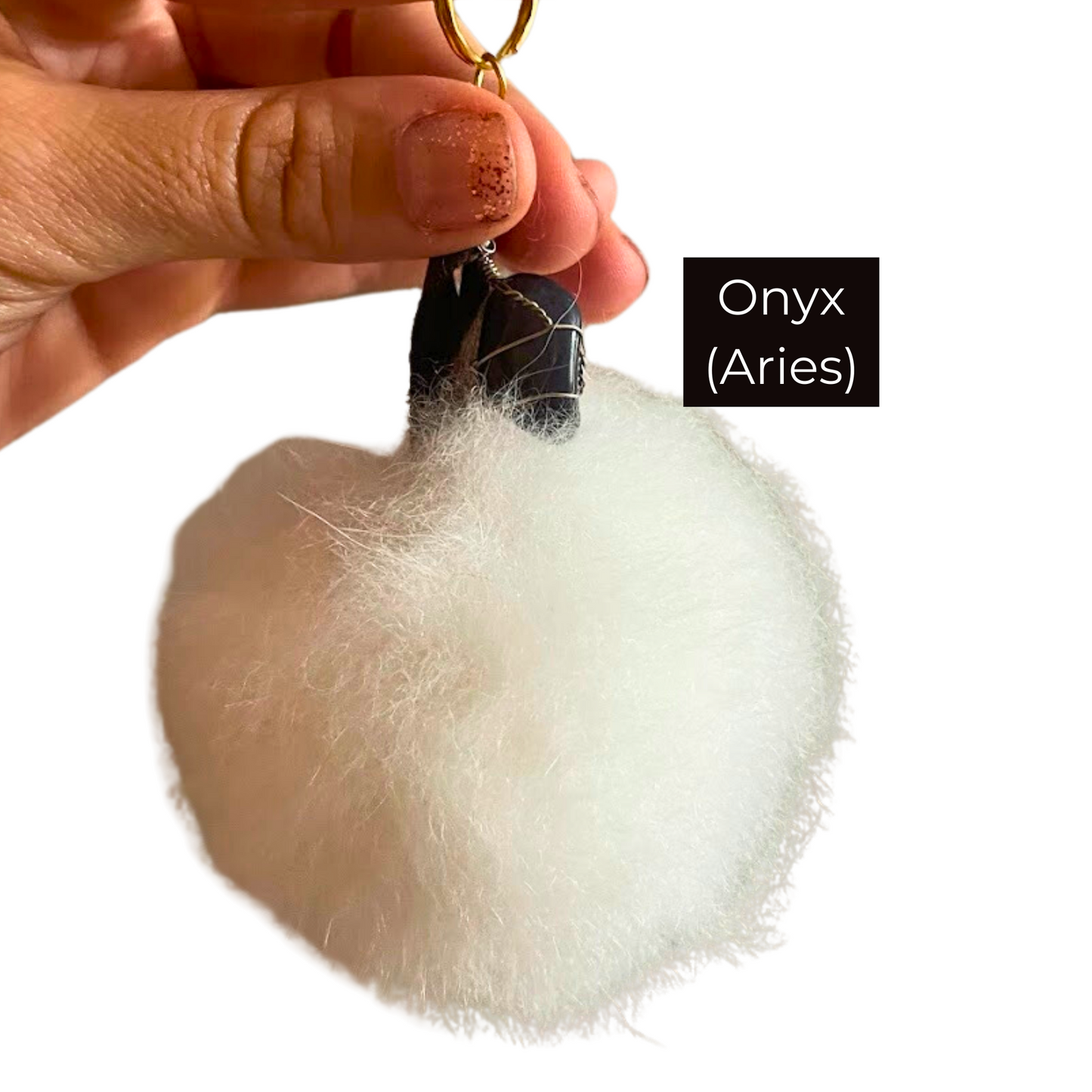 Alpaca Pom Crystal Keychain