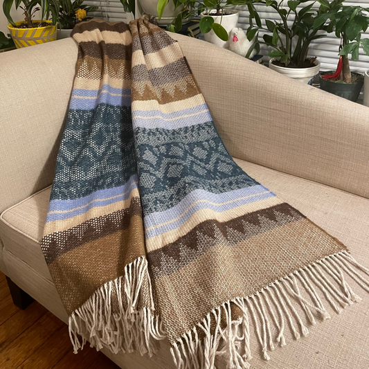 Tri-Color Woven Alpaca Blanket