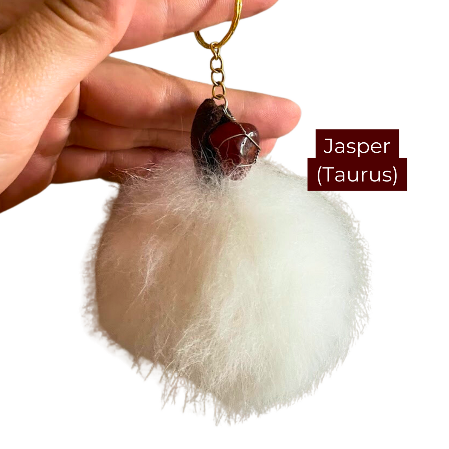 Alpaca Pom Crystal Keychain