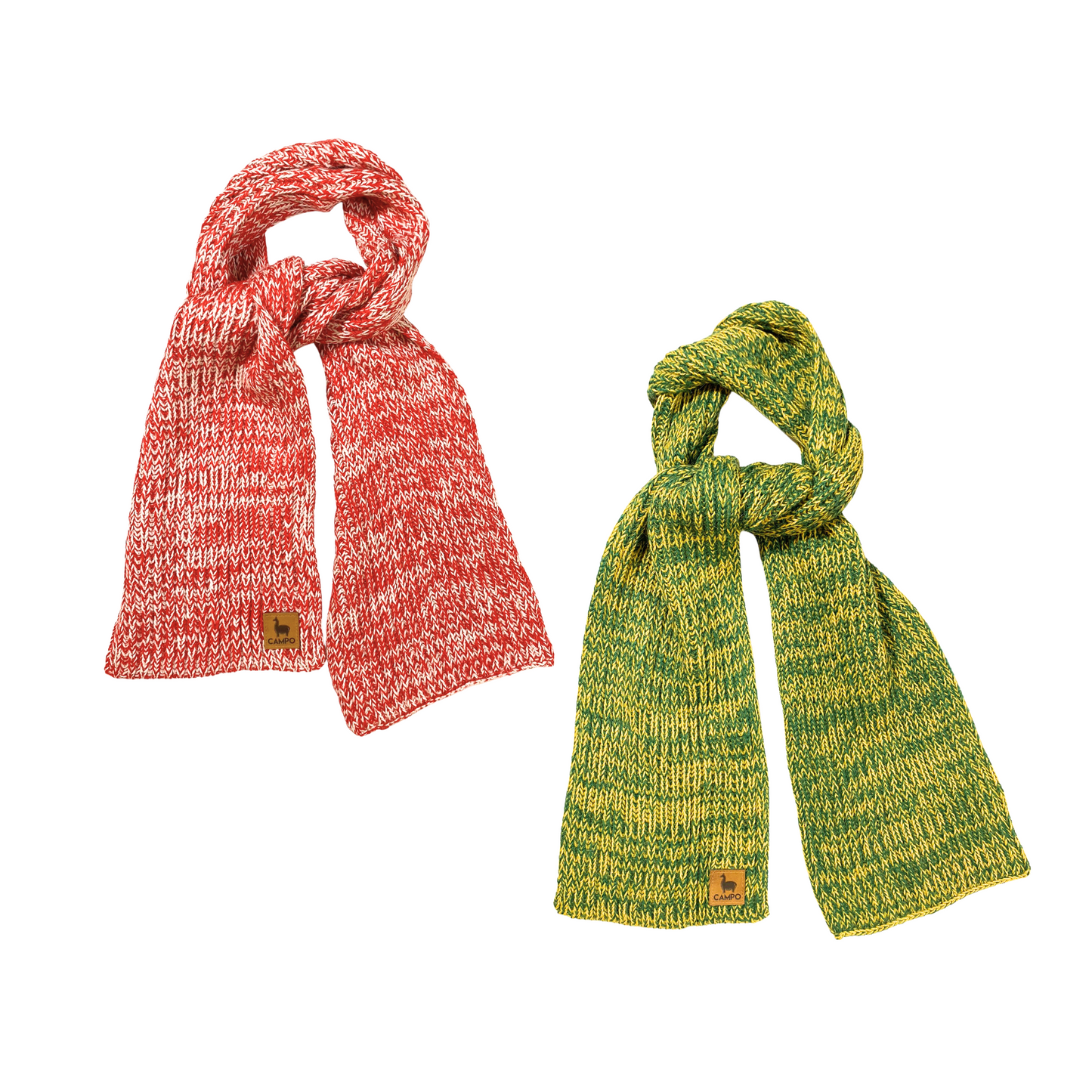 Alpaca Knitted Scarf - Green and Yellow
