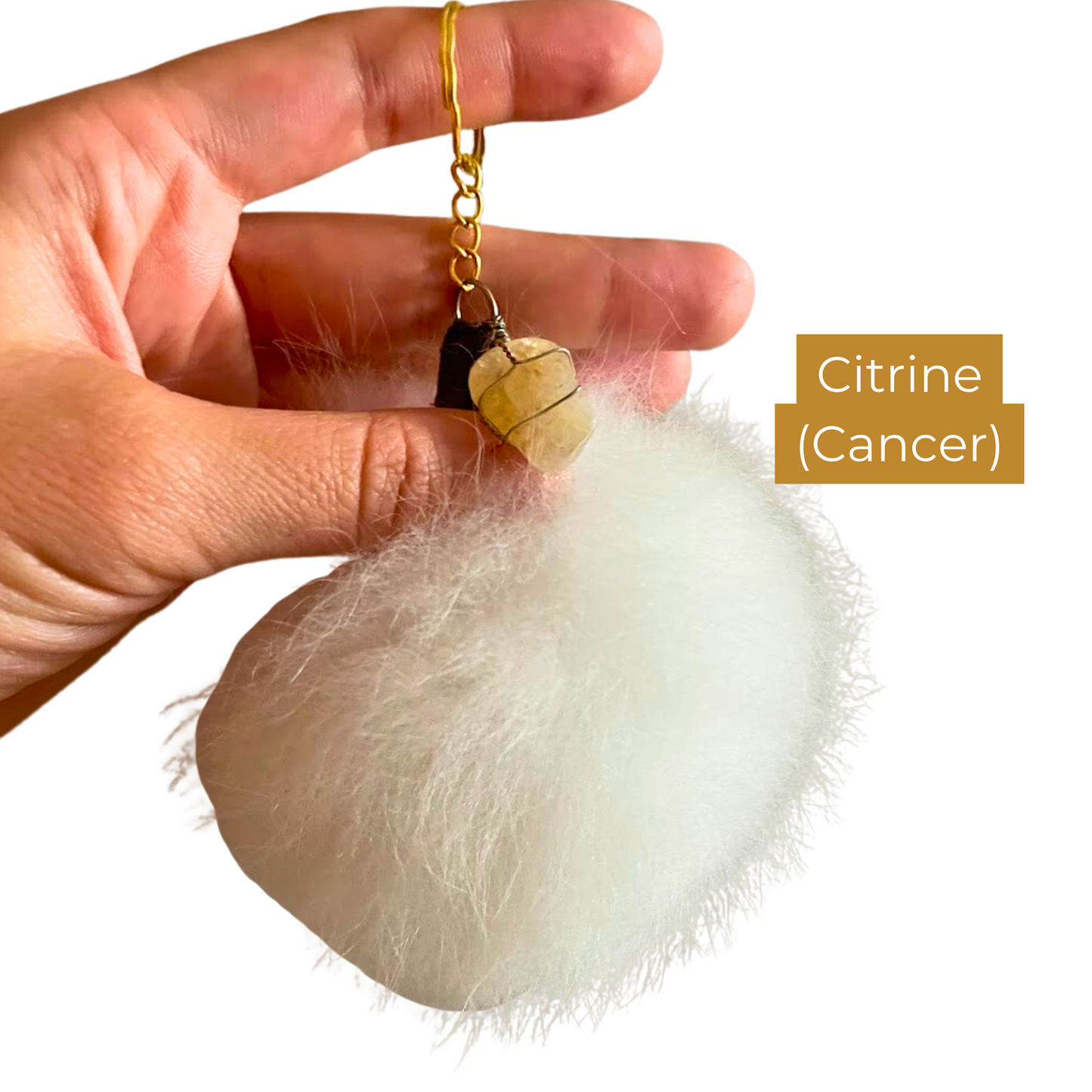 Alpaca Pom Crystal Keychain