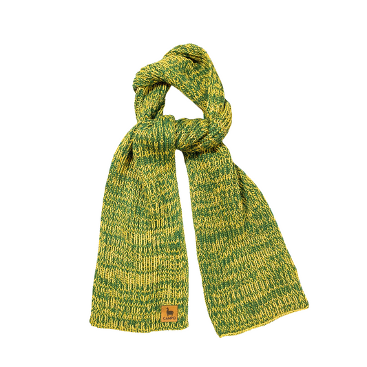 Alpaca Knitted Scarf - Green and Yellow