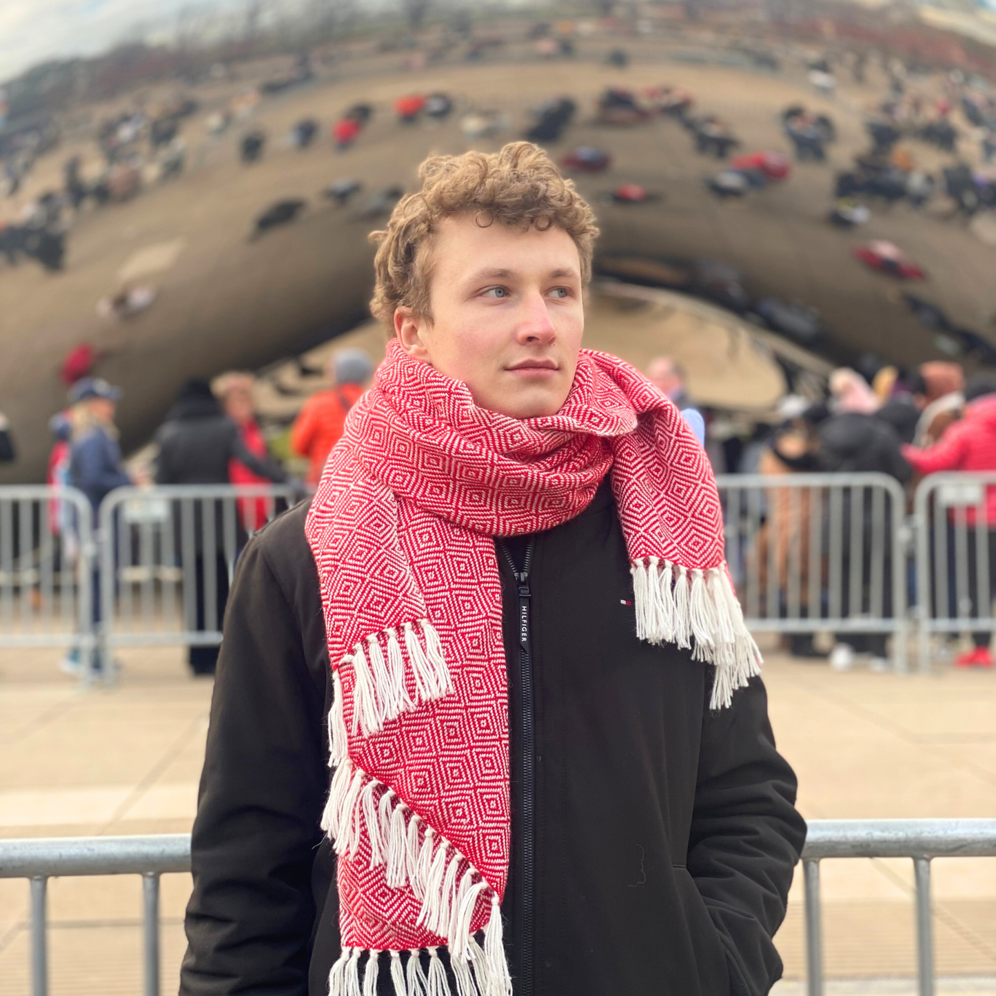 Woven Alpaca Scarf - Diamond Pattern