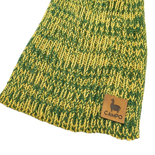 Alpaca Knitted Scarf - Green and Yellow