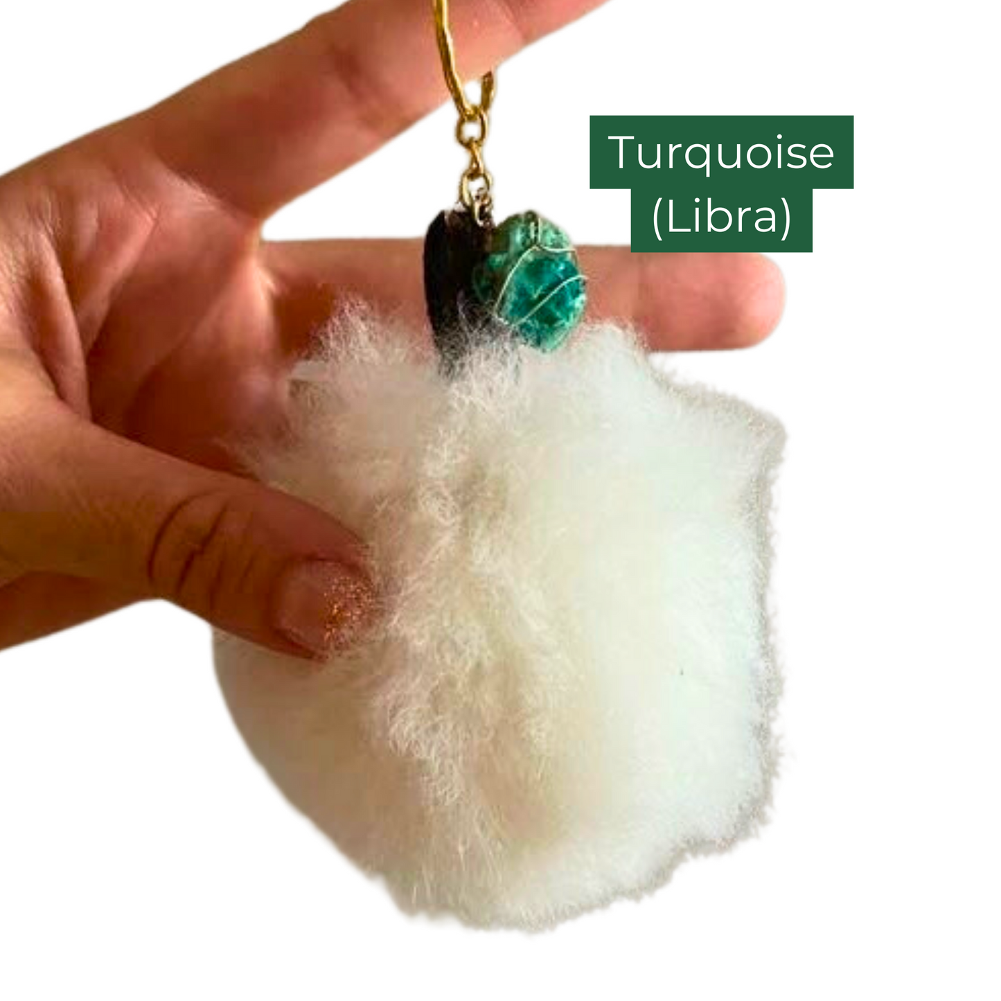 Alpaca Pom Crystal Keychain