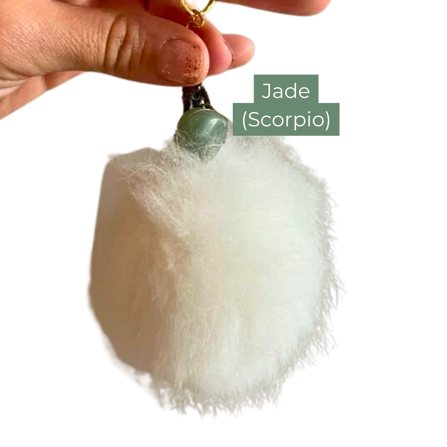 Alpaca Pom Crystal Keychain