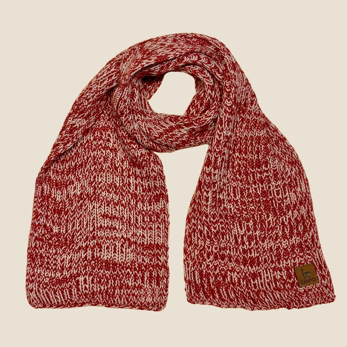 Alpaca Knitted Scarf - Red & White