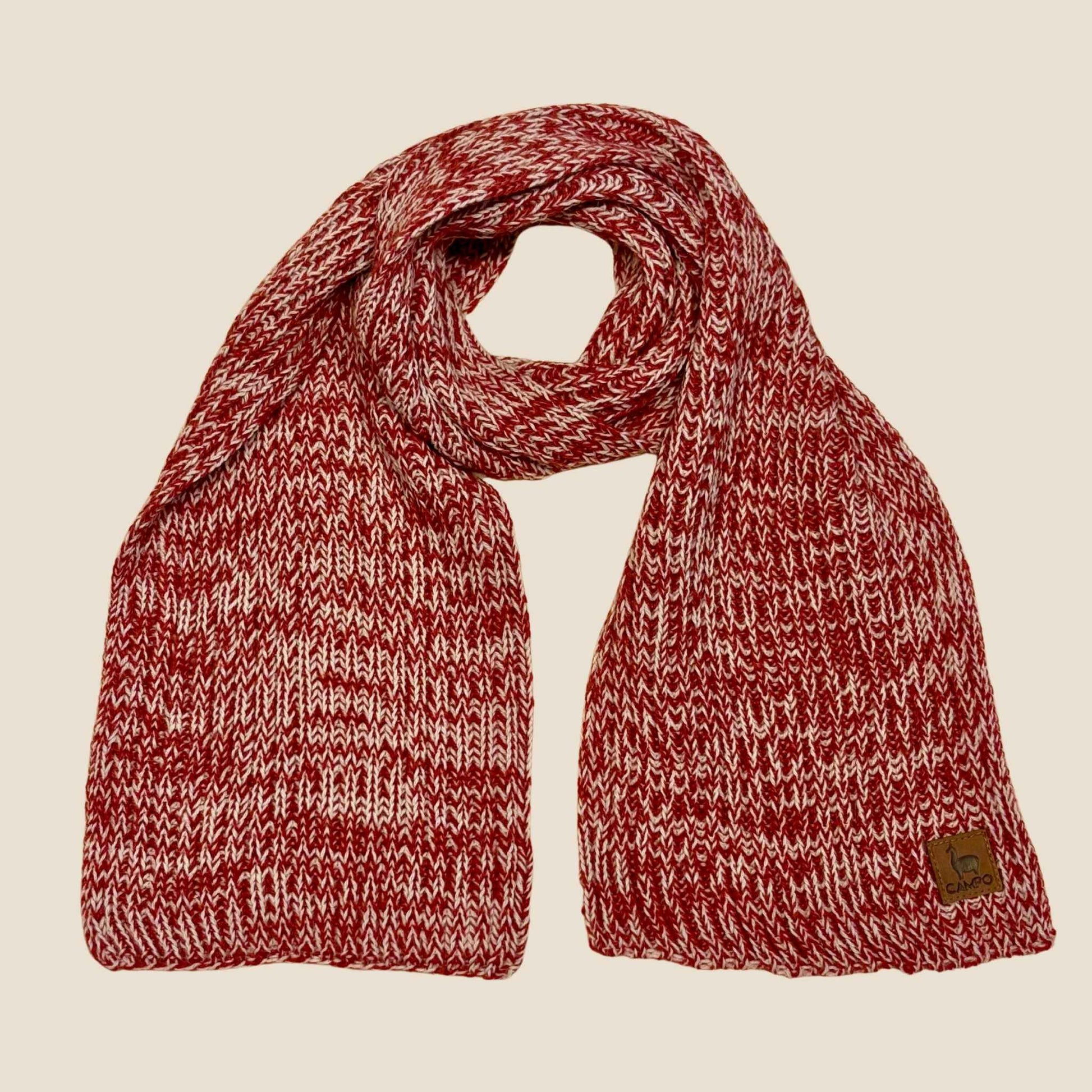 Alpaca Knitted Scarf - Red & White