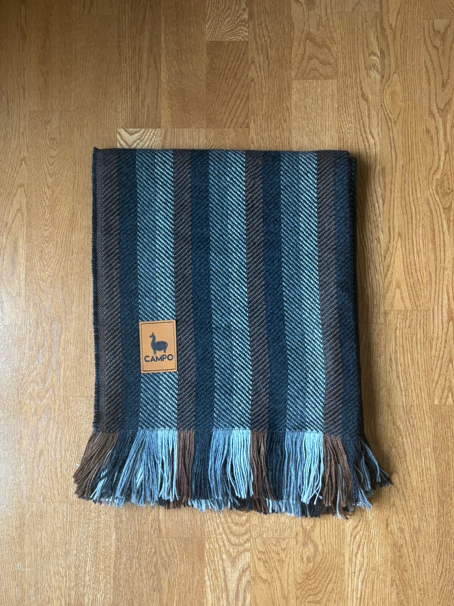 Dark Natural Campo Alpaca Stripes Woven Throw Blanket – Carlos design featuring soft alpaca fiber and classic striped pattern