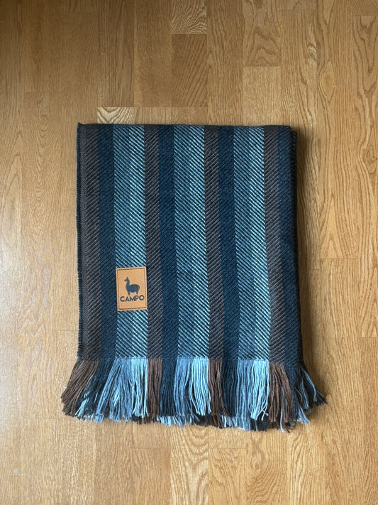 Dark Natural Campo Alpaca Stripes Woven Throw Blanket – Carlos design featuring soft alpaca fiber and classic striped pattern