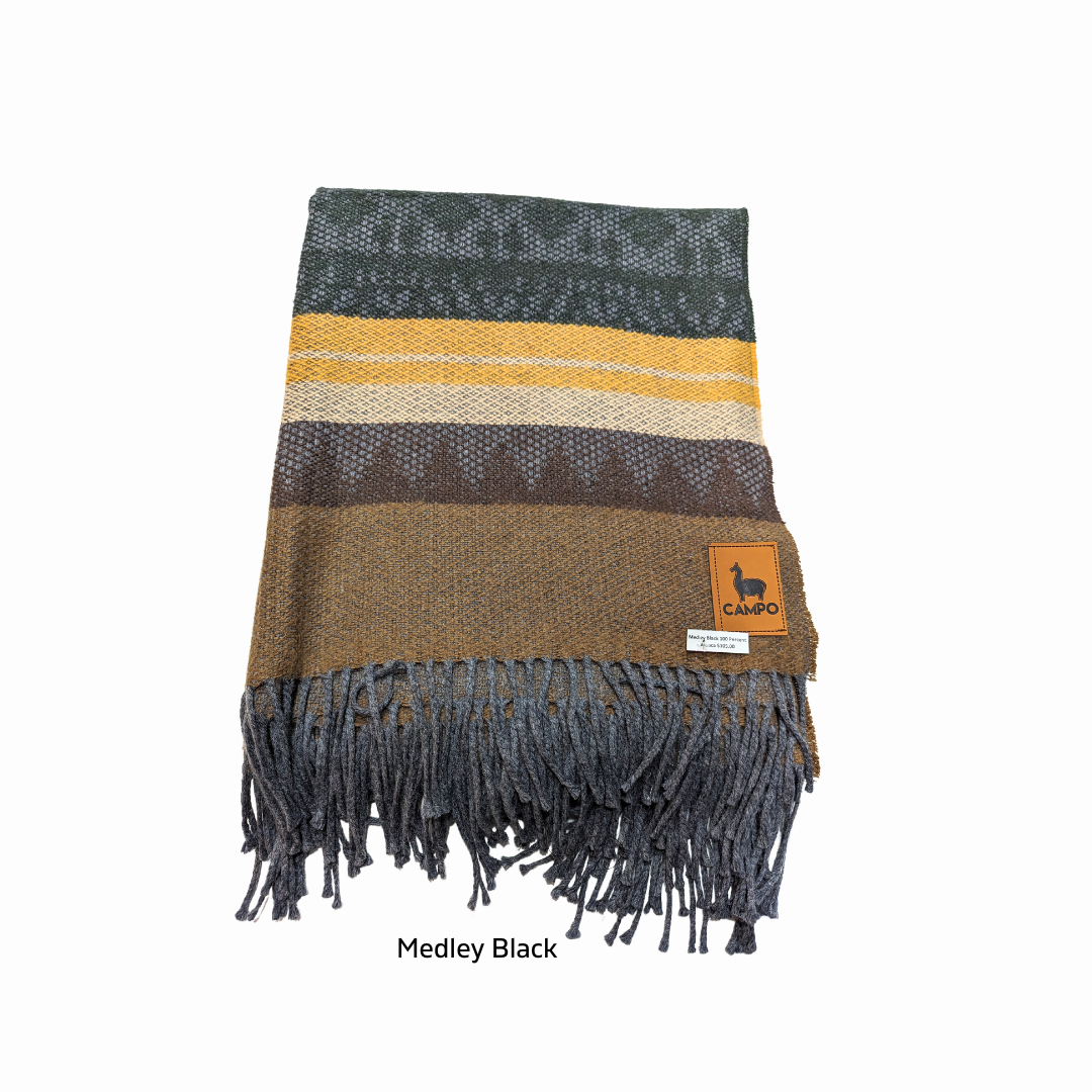 Tri-Color Woven Alpaca Blanket