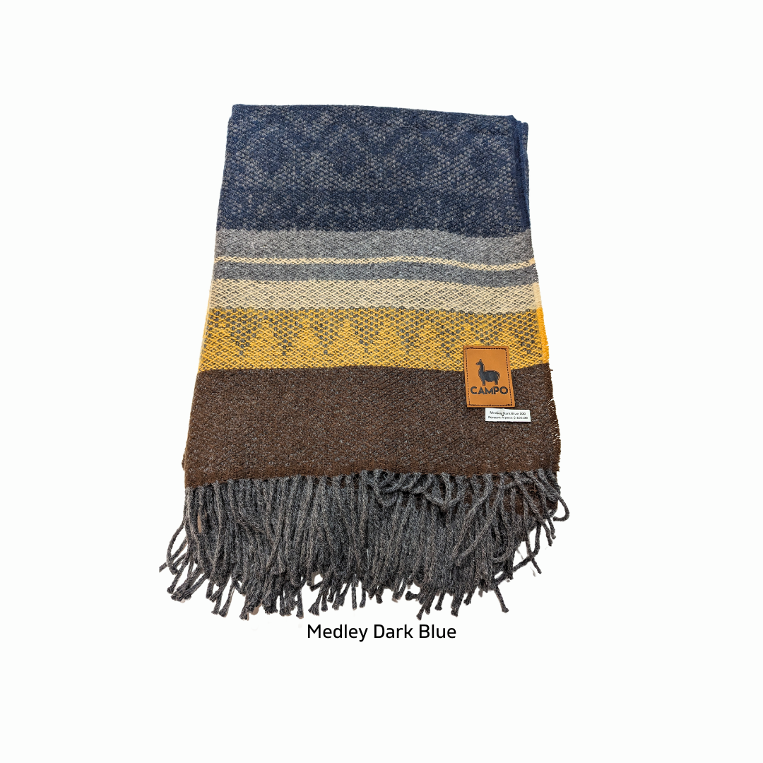Tri-Color Woven Alpaca Blanket