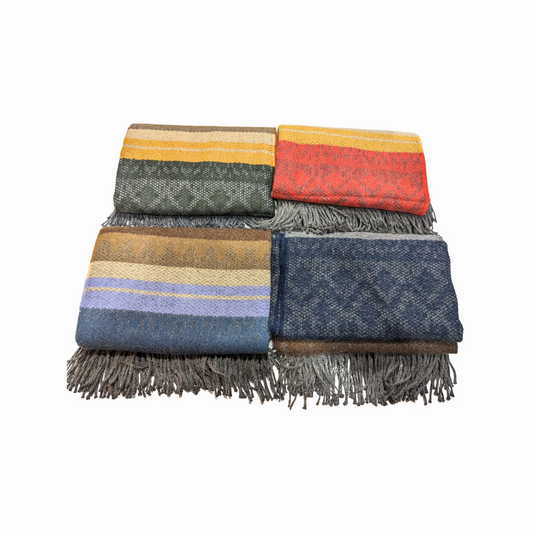 Tri-Color Woven Alpaca Blanket