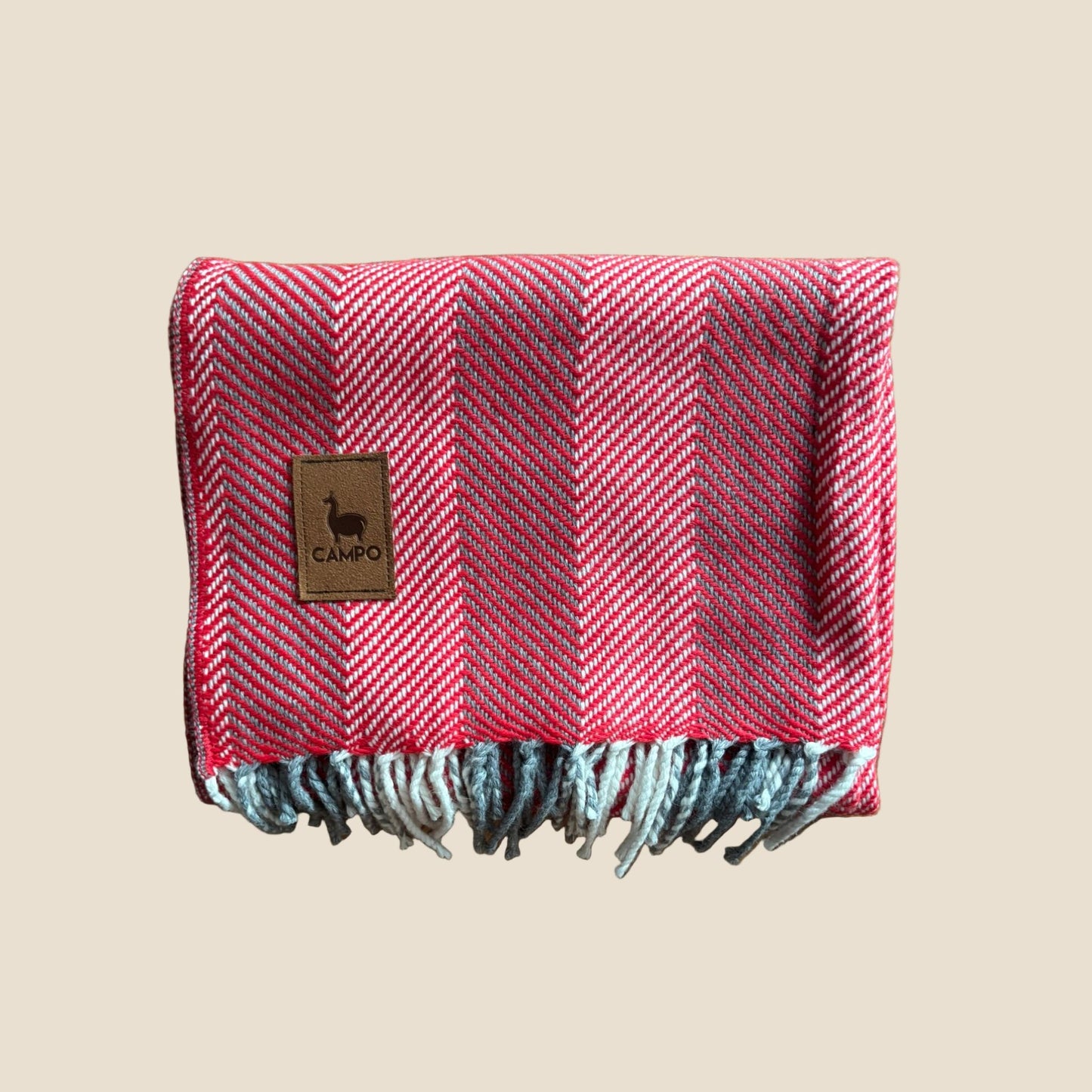 Red Handwoven striped alpaca throw blanket by Campo Alpaca – Carlos collection with cozy, lightweight texture