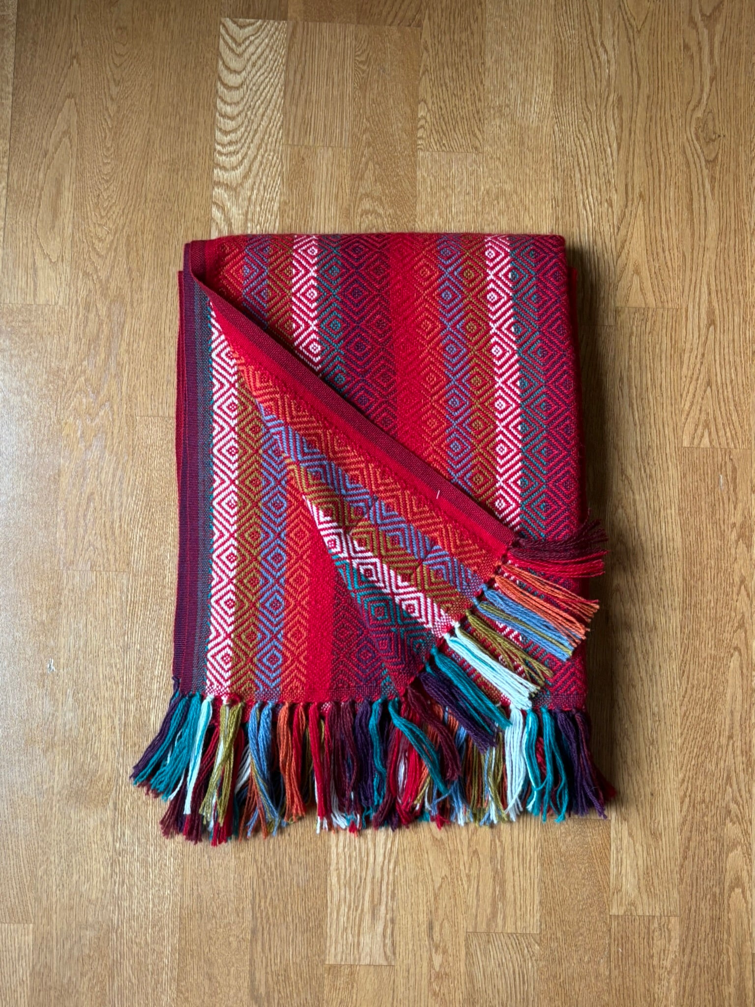 Red Striped Alpaca Woven Throw Blanket Percy by Campo Alpaca – soft handwoven alpaca blanket