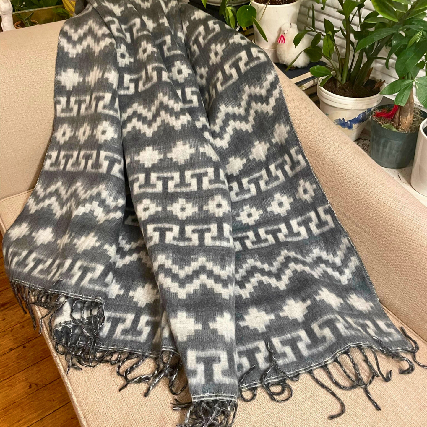 Brushed Alpaca Geometric Blanket