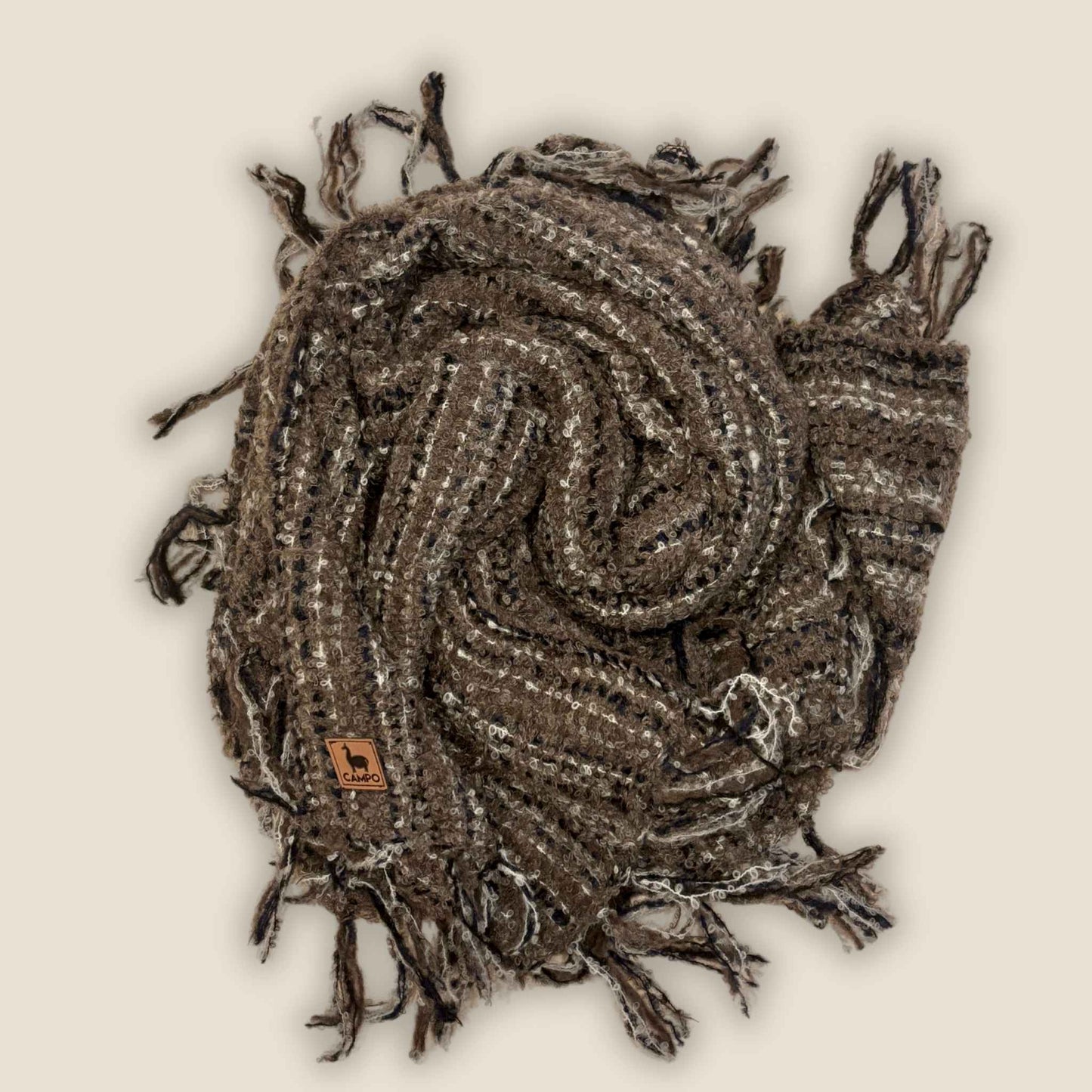 Brown Boucle Handwoven Alpaca Scarf