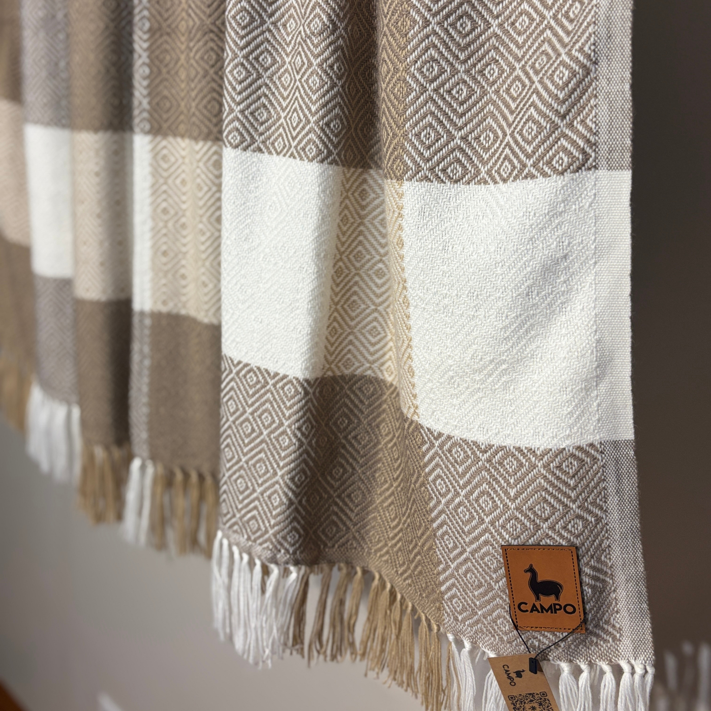 Checkered Alpaca Throw Blanket - Percy