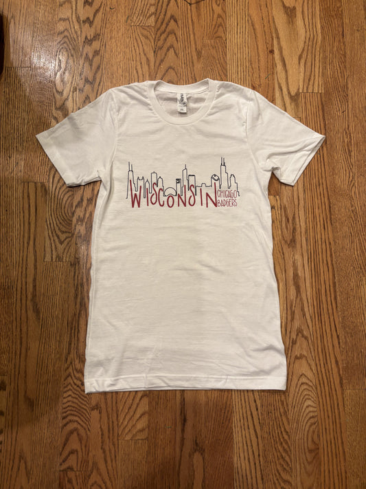 White Wisconsin Chicago Badgers T-Shirt by Campo Alpaca made from soft, breathable cotton with bold Chicago Badgers graphic