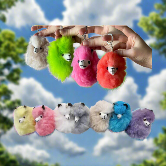 Alpaca Pom Pom Keychain