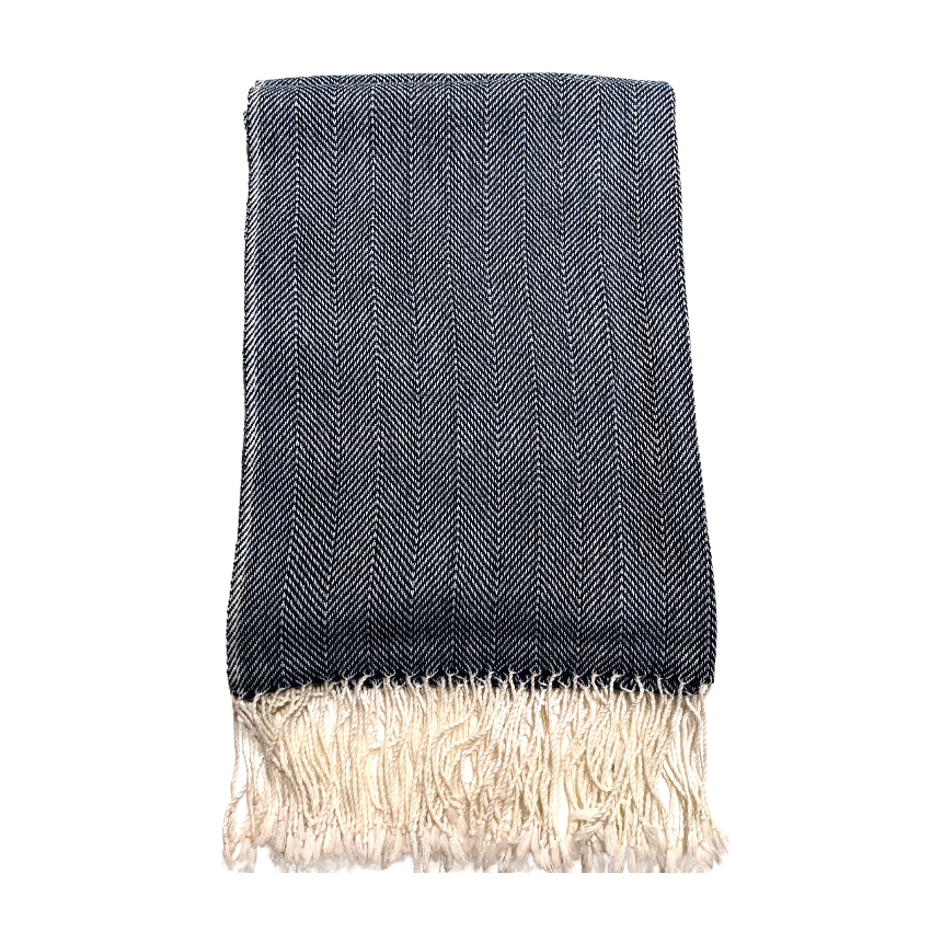 A collection of three hand-loomed throw blankets in blue, red, and beige, each featuring a traditional Peruvian Sarga pattern.