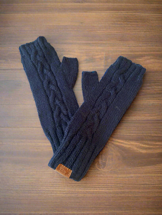Alpaca Mittens Fingerless - Cable Knit