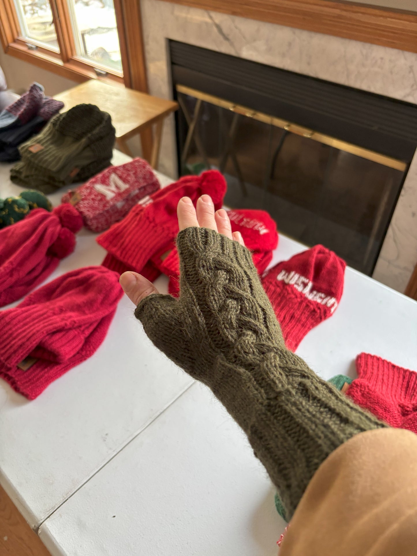 Alpaca Mittens Fingerless - Cable Knit