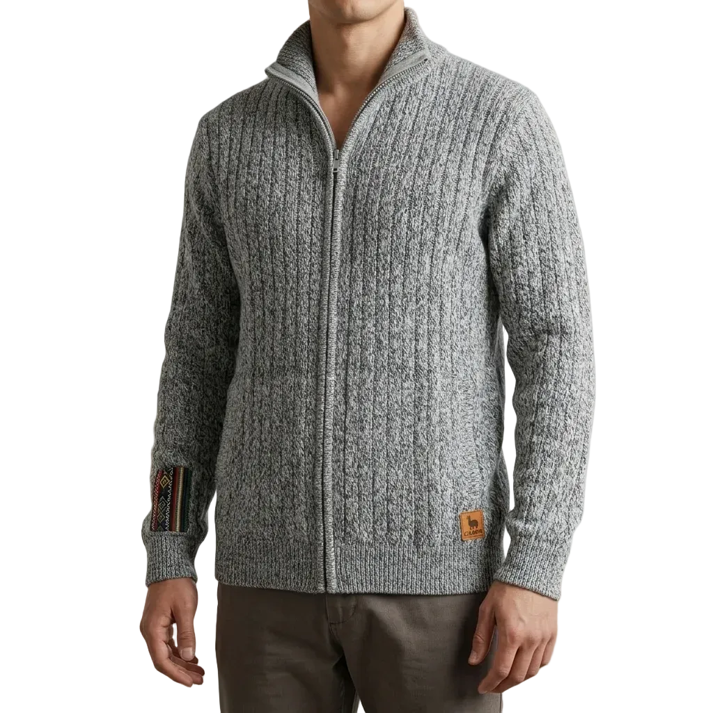 Ribbed Full Zip Alpaca Cardigan - Mock Neck (WS) – Campo Alpaca