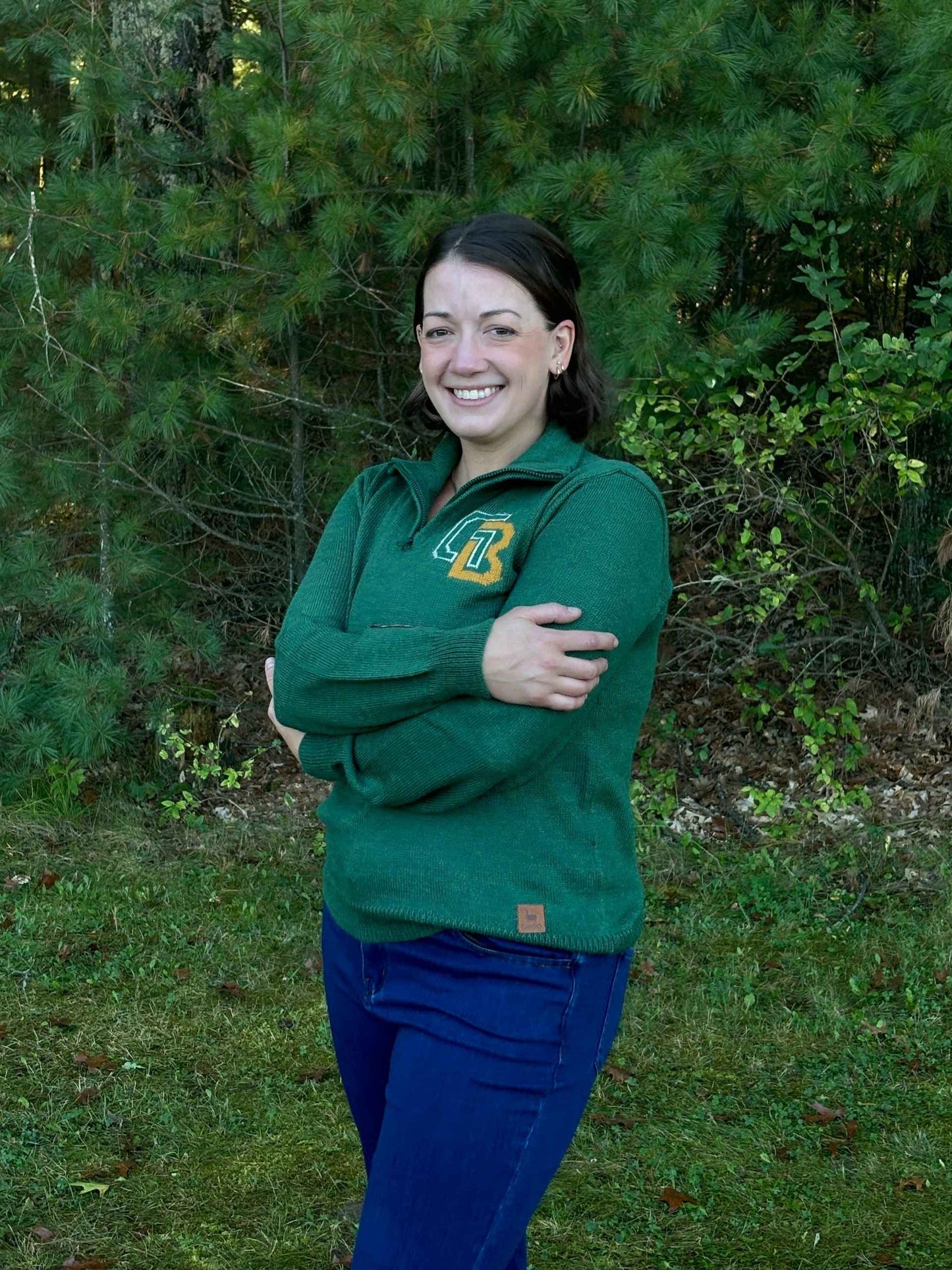 Green Bay Quarter Zip-Up Alpaca Sweater
