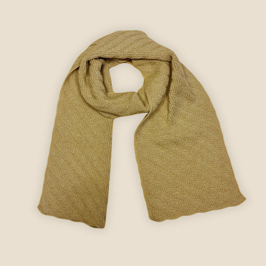 White Chocolate Herringbone Knit Scarf made with 50% Baby Alpaca