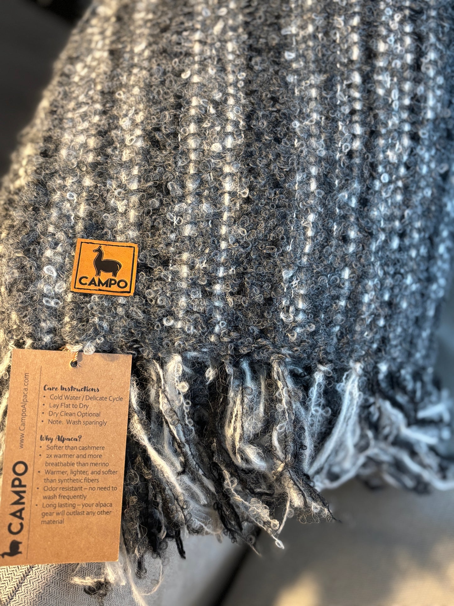 Baby Alpaca Hand Woven Boucle Blanket Scarf