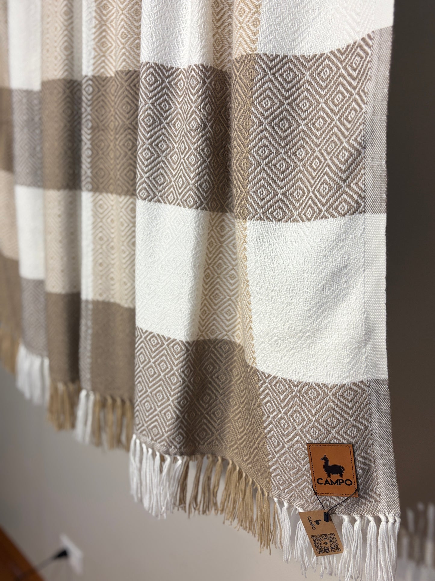 Checkered Alpaca Throw Blanket - Percy - WS