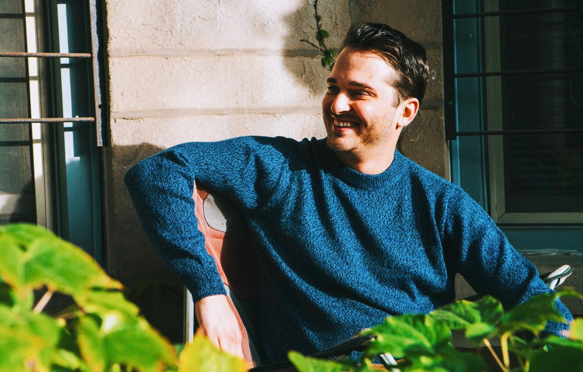 Alpaca Crew Neck Sweater - Blue