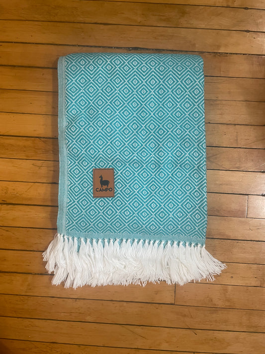 Turquoise Inca Design Alpaca Throw Blanket Percy by Campo Alpaca – premium handwoven alpaca blanket