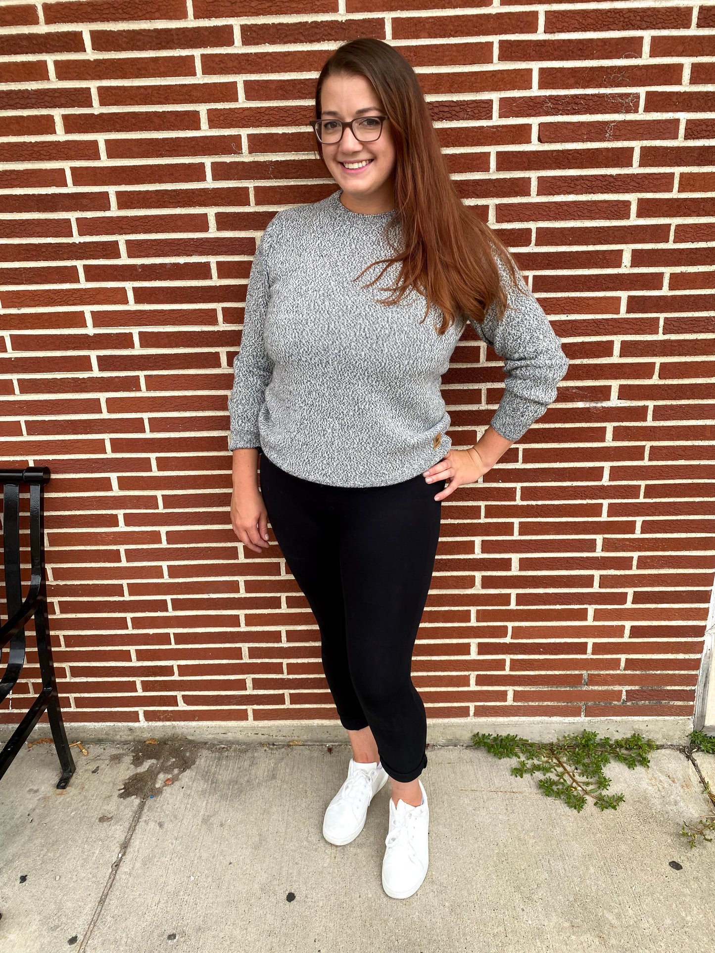 Alpaca Crew Neck Sweater - Salt & Pepper