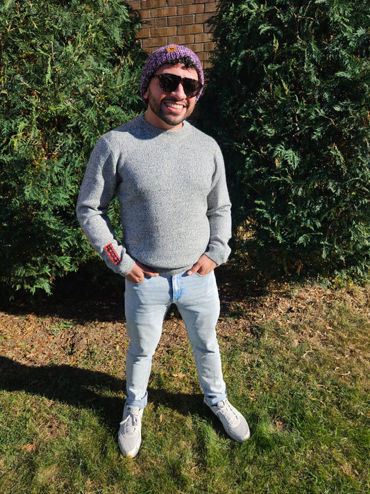 Alpaca Crew Neck Sweater - Salt & Pepper