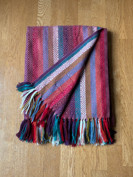 Striped Alpaca Woven Throw Blanket Percy by Campo Alpaca – soft handwoven alpaca blanket displayed neatly folded