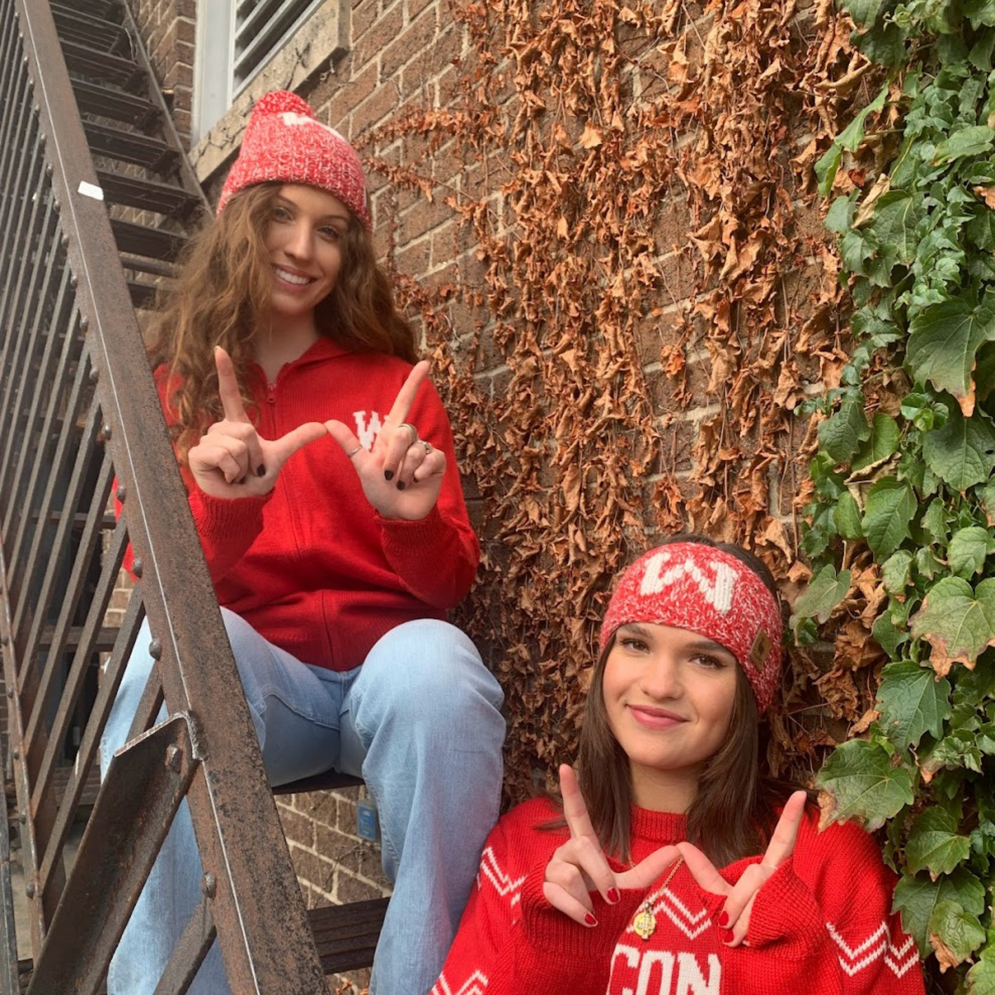 Wisconsin Alpaca Headband - Red & White W