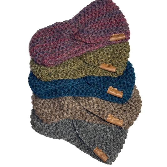 Twisted Headband - Alpaca Wool - Handknit - Solid (WS)