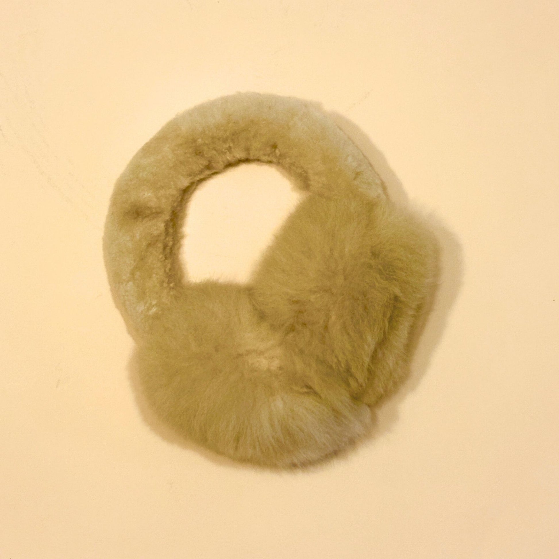Tan Campo Alpaca Ear Muffs – hand-made 100% alpaca fur ear warmers for cozy winter comfort