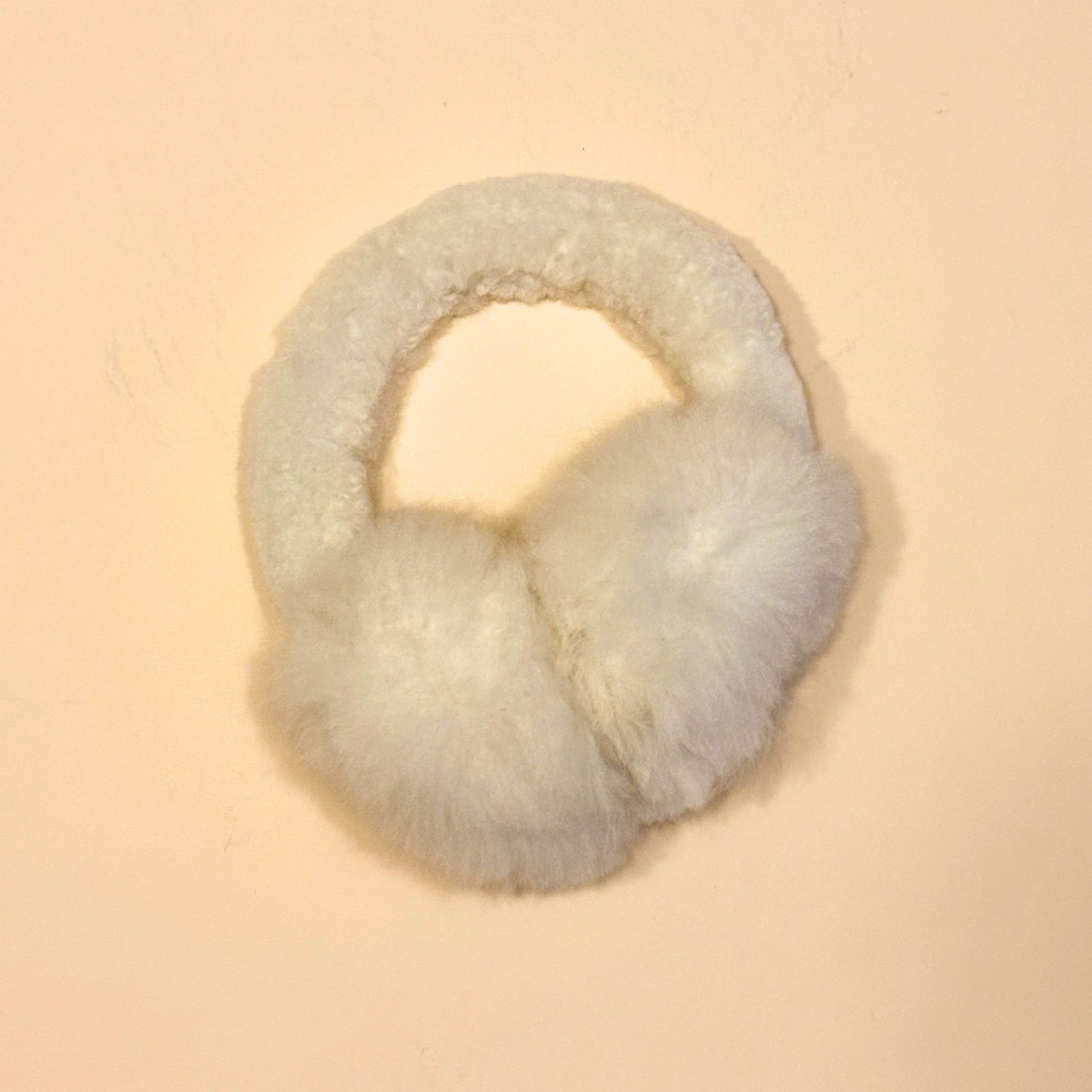 White Campo Alpaca Ear Muffs – hand-made 100% alpaca fur ear warmers for cozy winter comfort