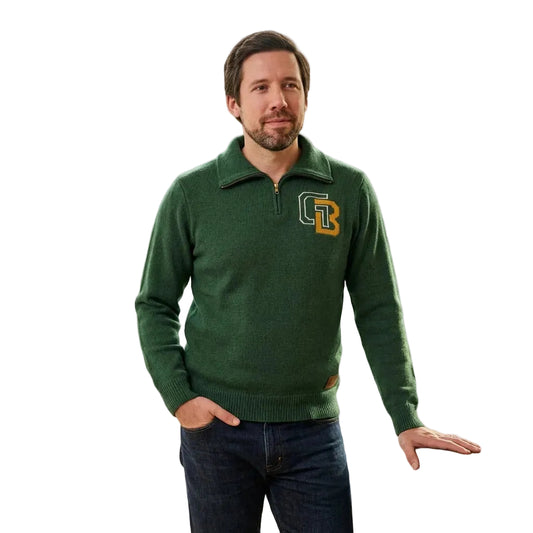 Green Bay Quarter Zip-Up Alpaca Sweater - Vintage GB