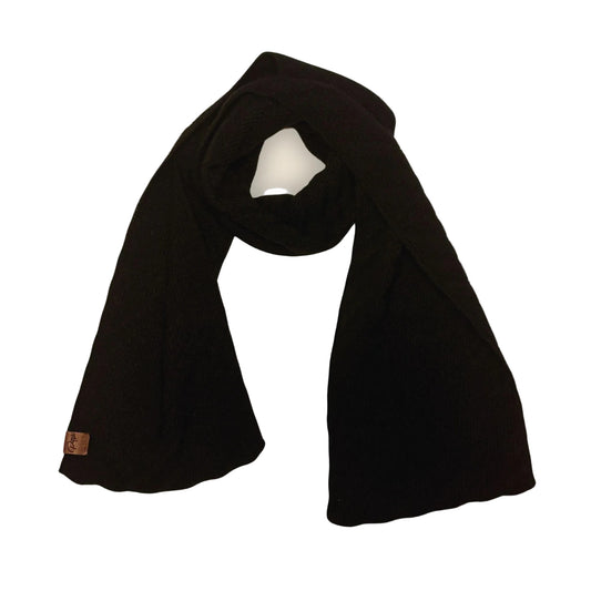 Black Herringbone Knit Scarf made with 50% Baby Alpaca